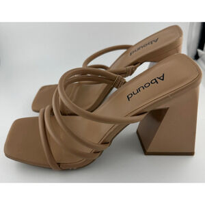 Abound Women's Austyn Block Heel Strappy Sandals Tan Mocha Size 4M